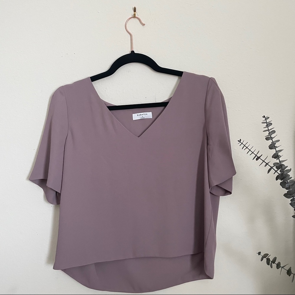ARITZIA MURPHY BLOUSE SHADOW MAUVE SIZE M